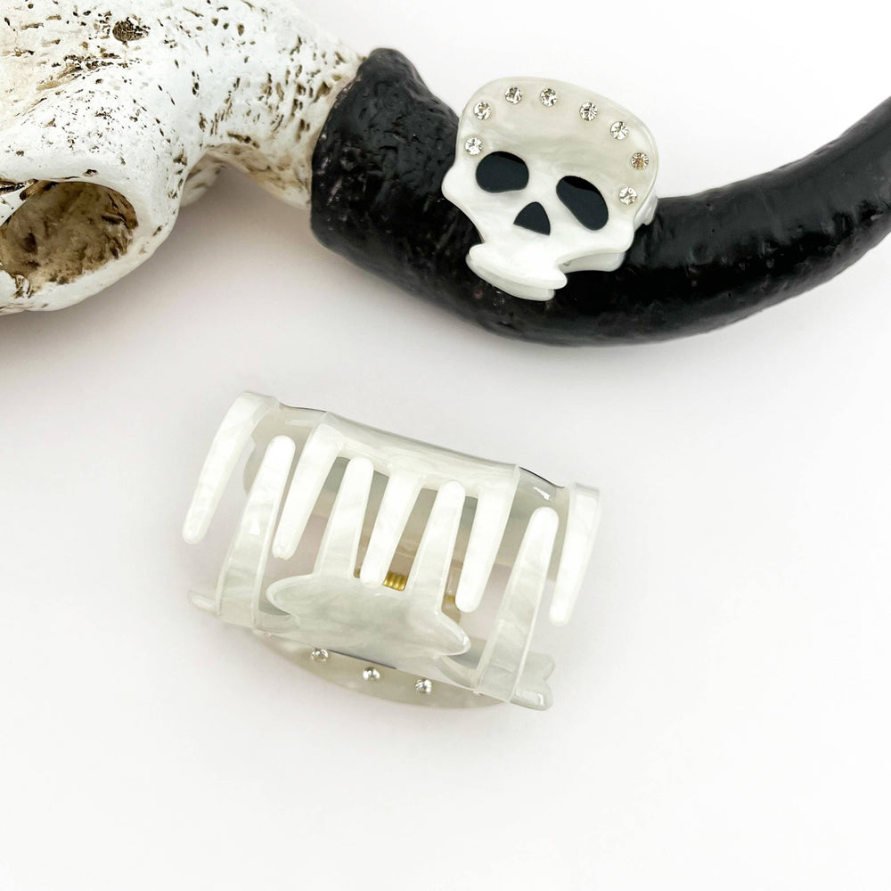 Hair Clip - Rhinestone Skull