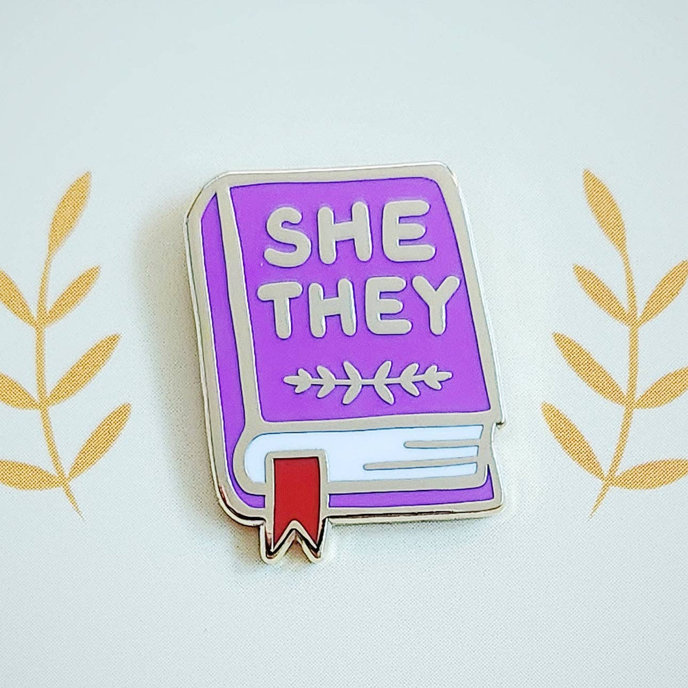 Enamel Pin - Pronoun Book (She/They)