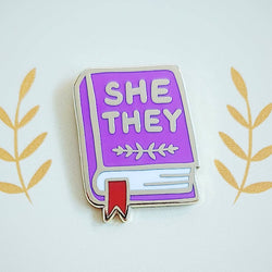 Enamel Pin - Pronoun Book (She/They)