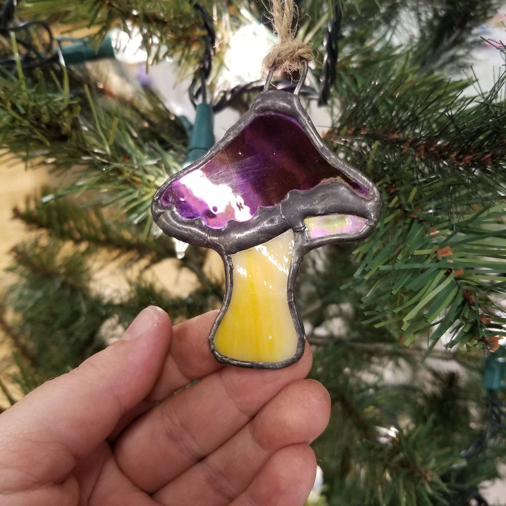 Stained Glass Ornament - Mushroom: Red