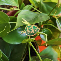 Enamel Pin - Pronoun Leaf (She/They)