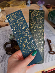 Dice Bookmark: Vegan Leather & Gold Foil - Textured Blue