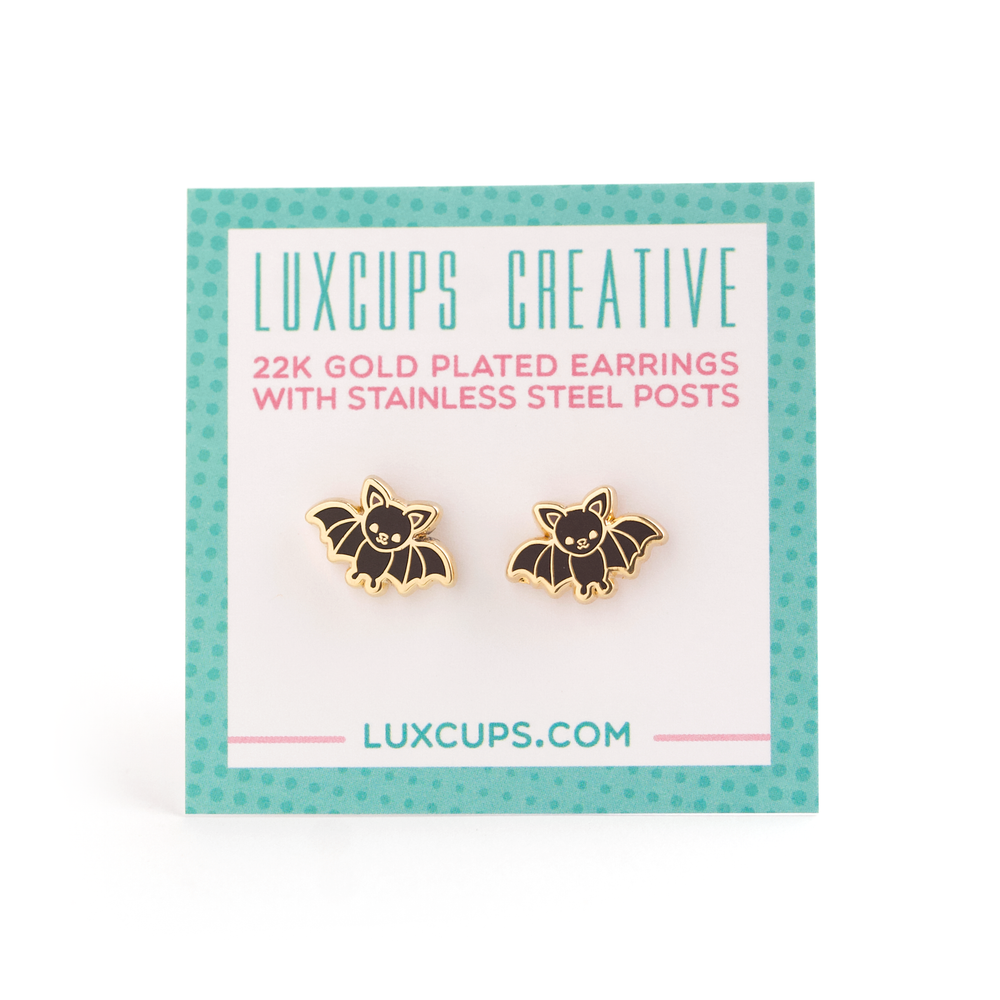 Enamel Earrings - Bitty Bat