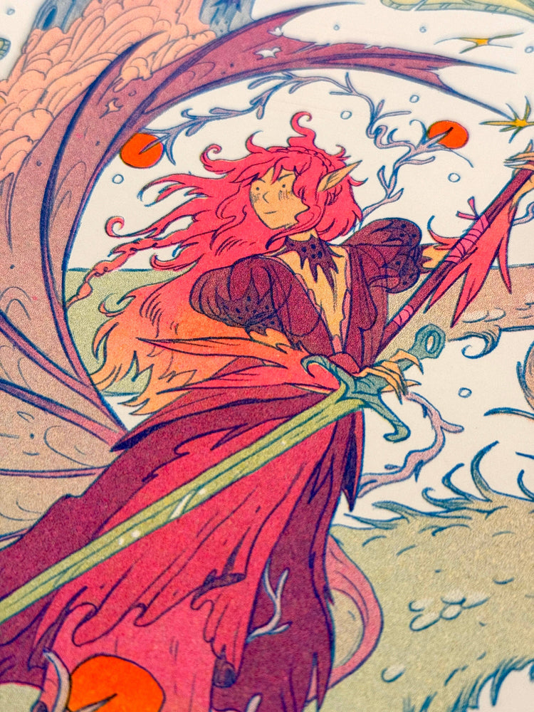 Riso Print - Dragon Warrior