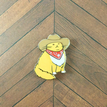 Cowboy Cat Enamel Pin - Meowdy: Orange