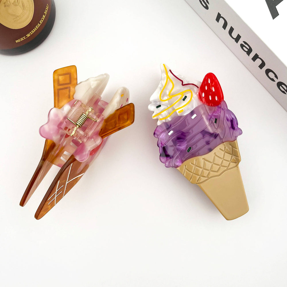 Hair Clip - Cherry Ice Cream