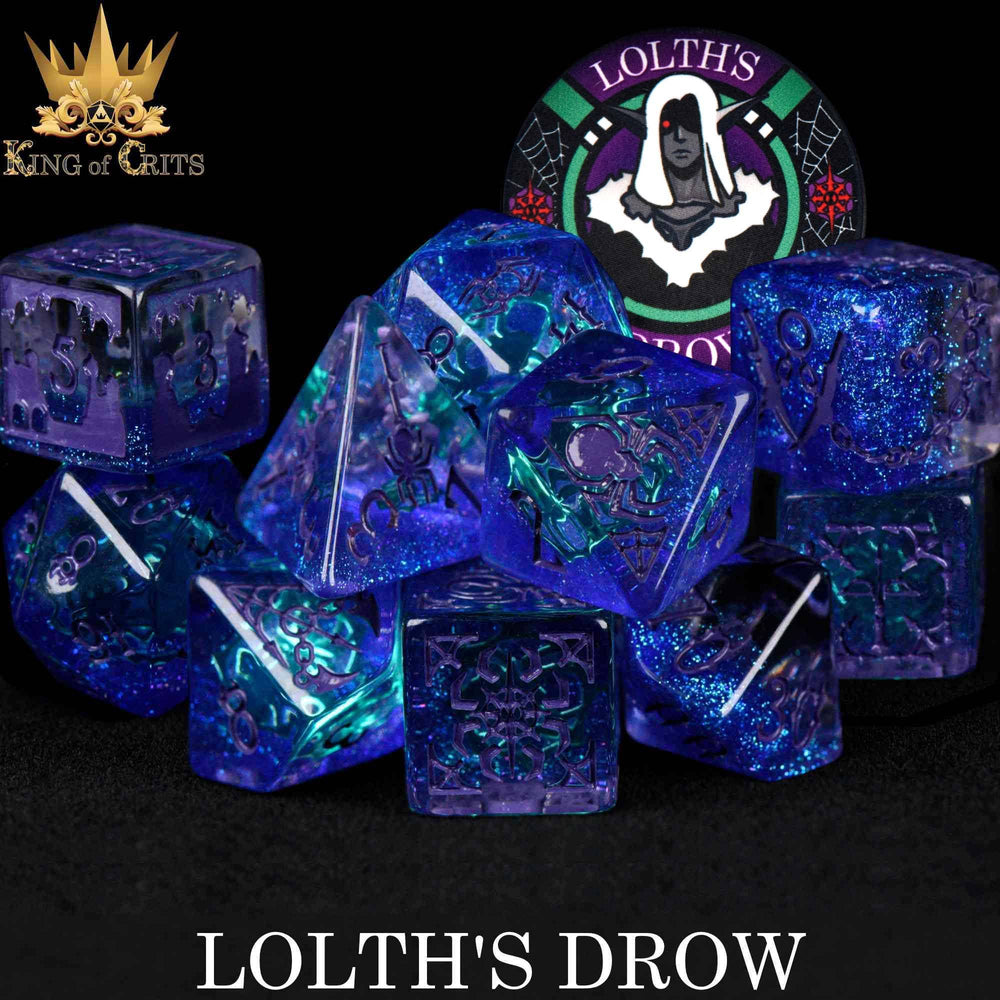 King of Crits Dice Set - Lolth's Drow (11-Piece)