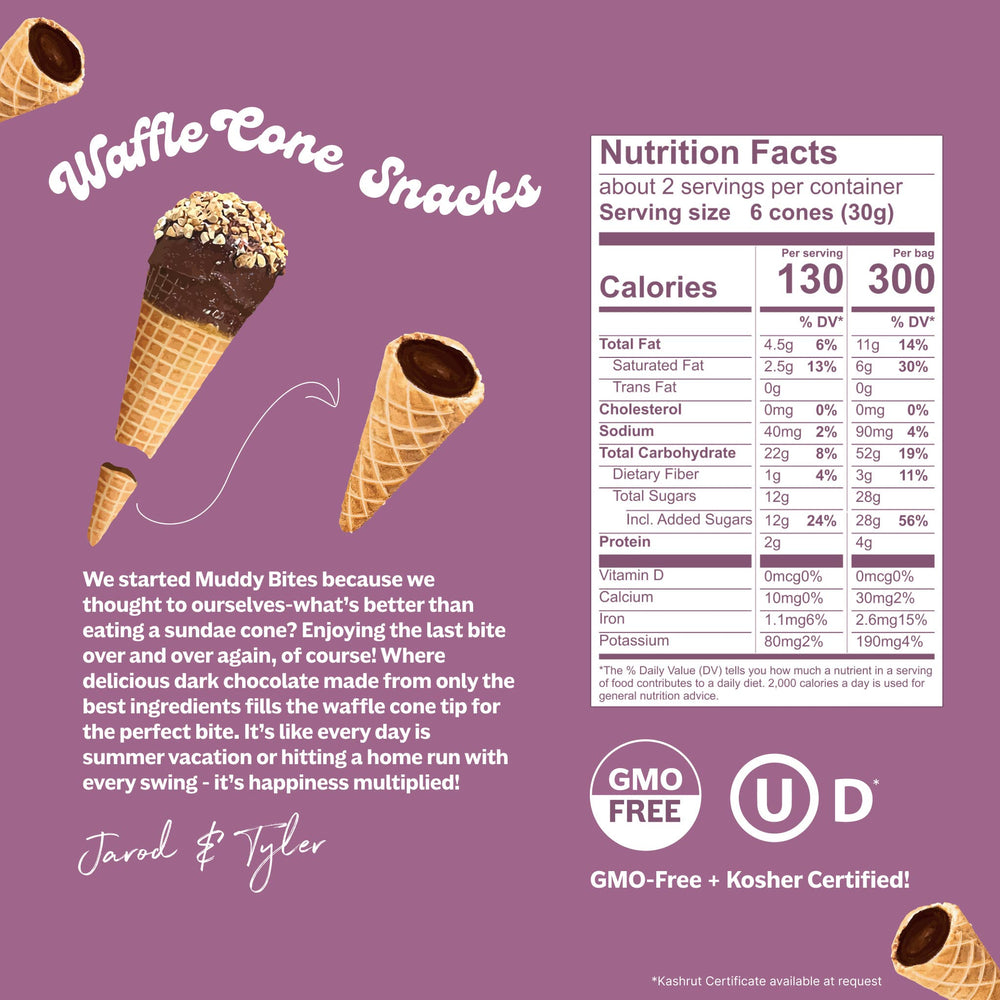 Muddy Bites - Dark Chocolate Waffle Cone Snacks