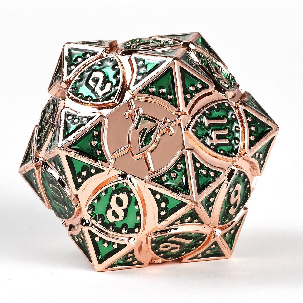 Metal RPG Dice Set - Fighter Class (Copper/Green)