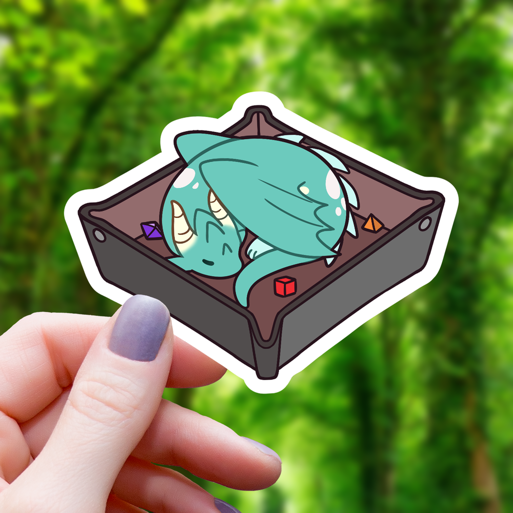 Vinyl Sticker - Dragon Sleeping in Dice Tray