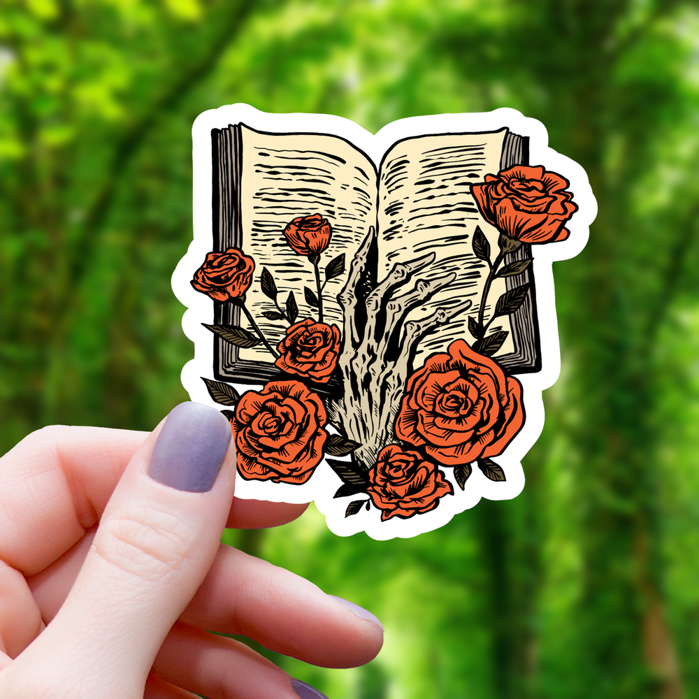 Vinyl Sticker - Skeletal Book Hand