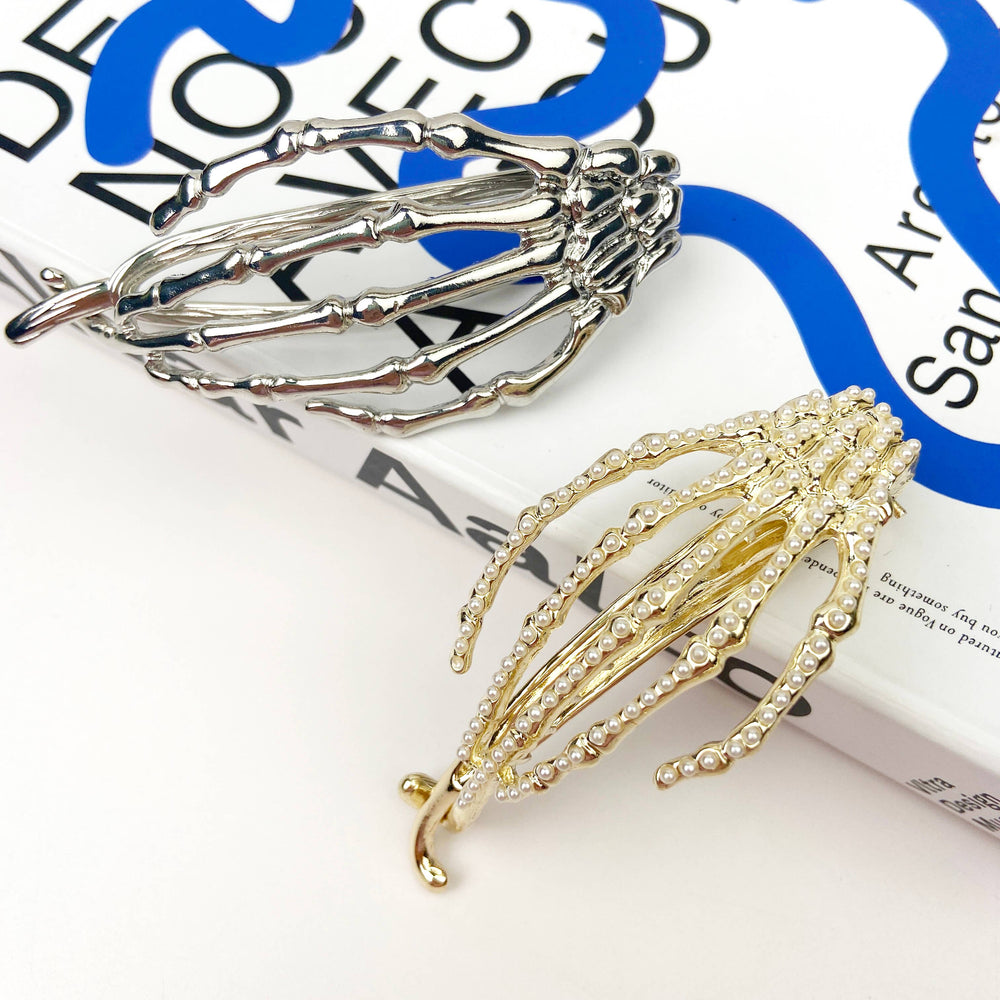 Hair Clip - Silver Hand
