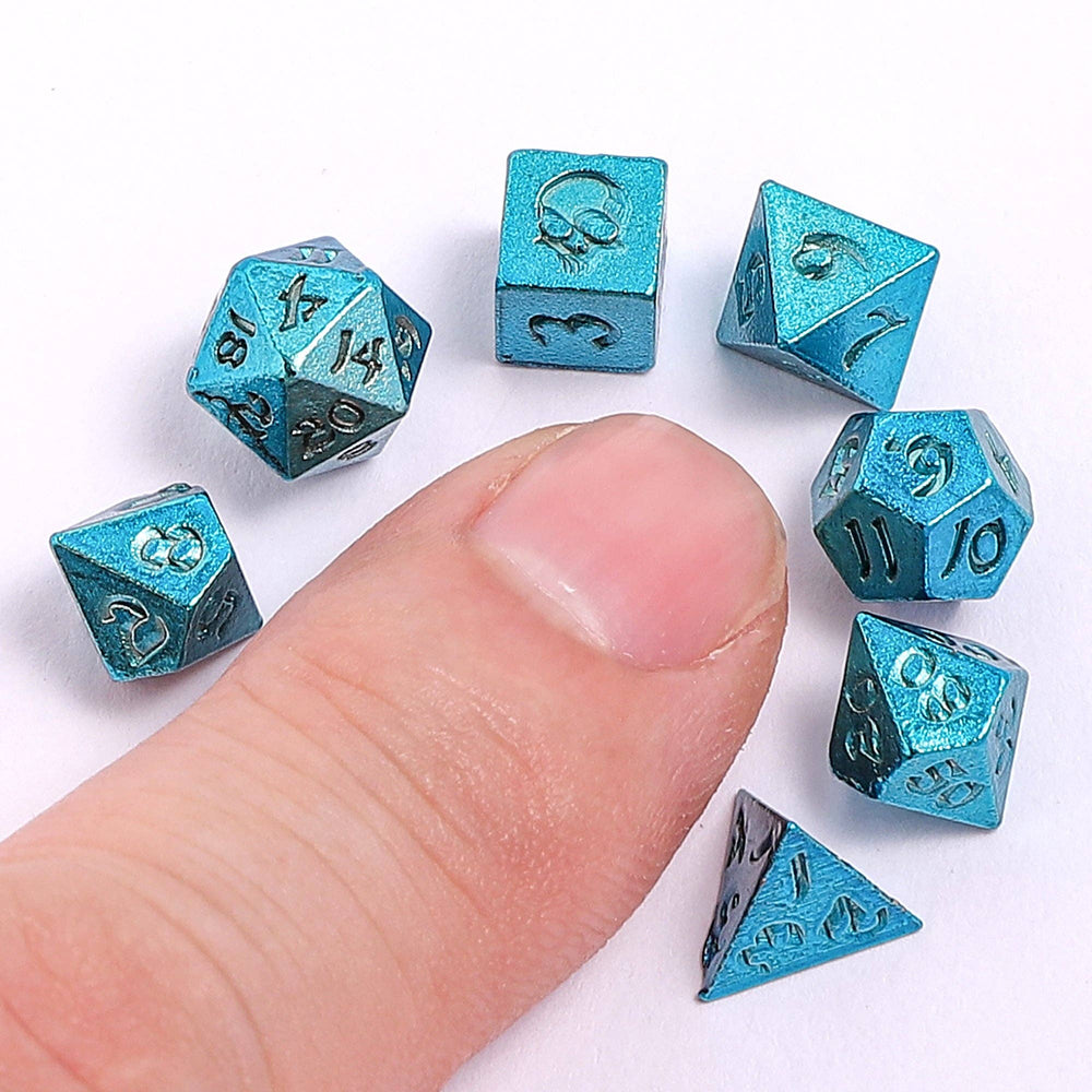 Mini Metal RPG Dice Set - Unseelie Bottle (Blue)