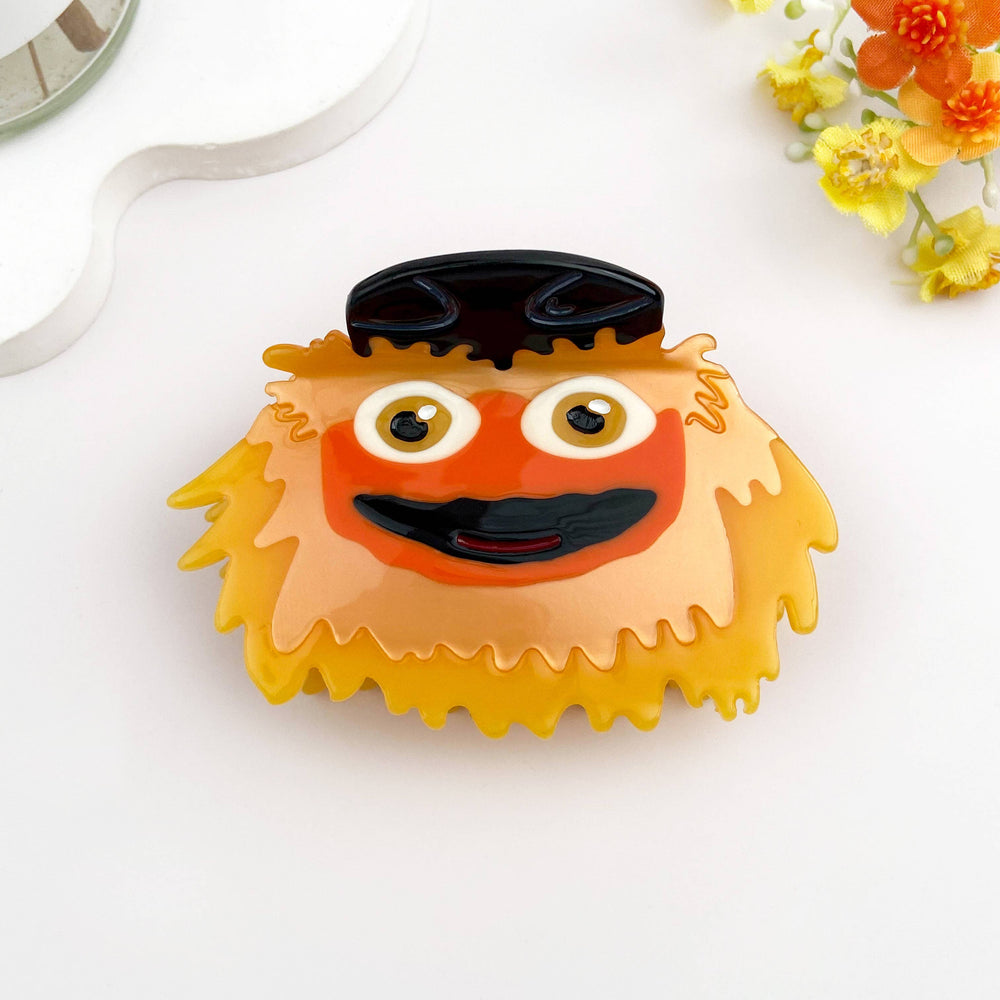 Hair Clip - Fuzzy Orange Monster