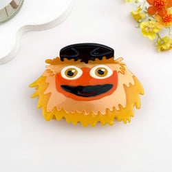 Hair Clip - Fuzzy Orange Monster