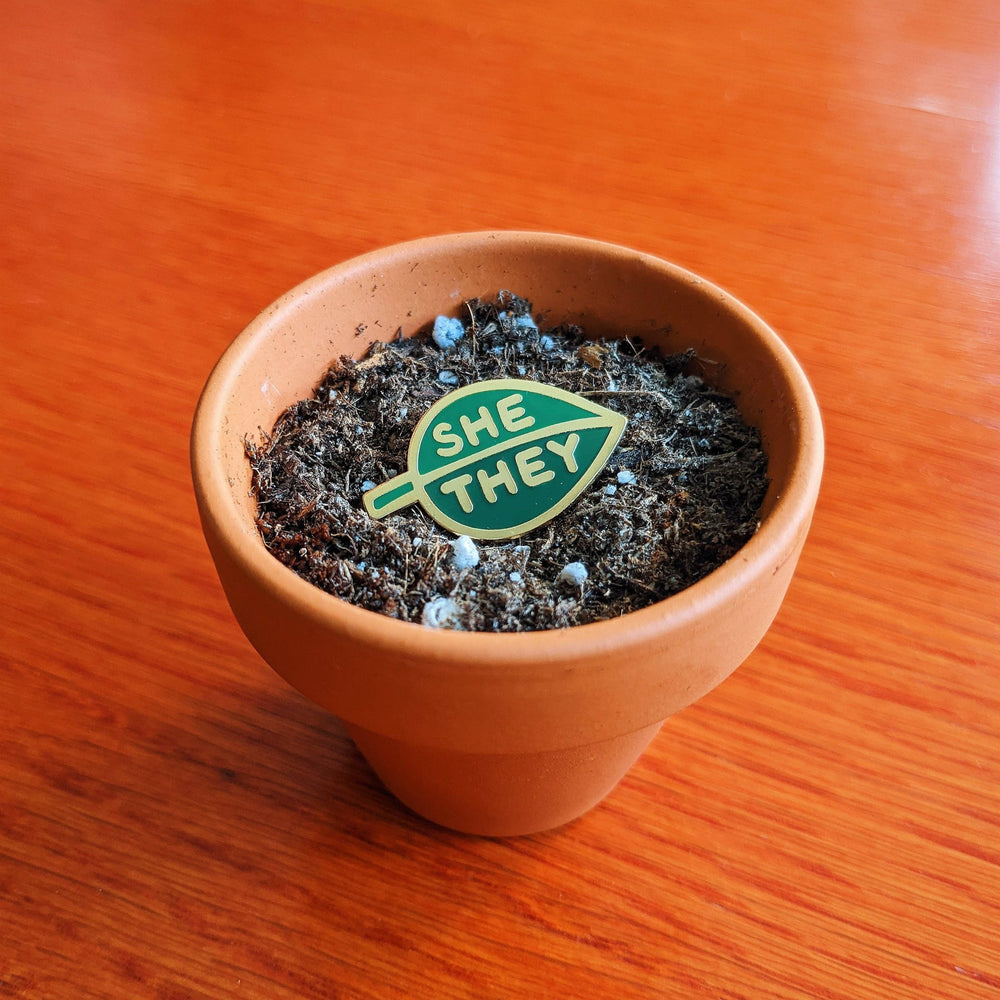 Enamel Pin - Pronoun Leaf (She/They)
