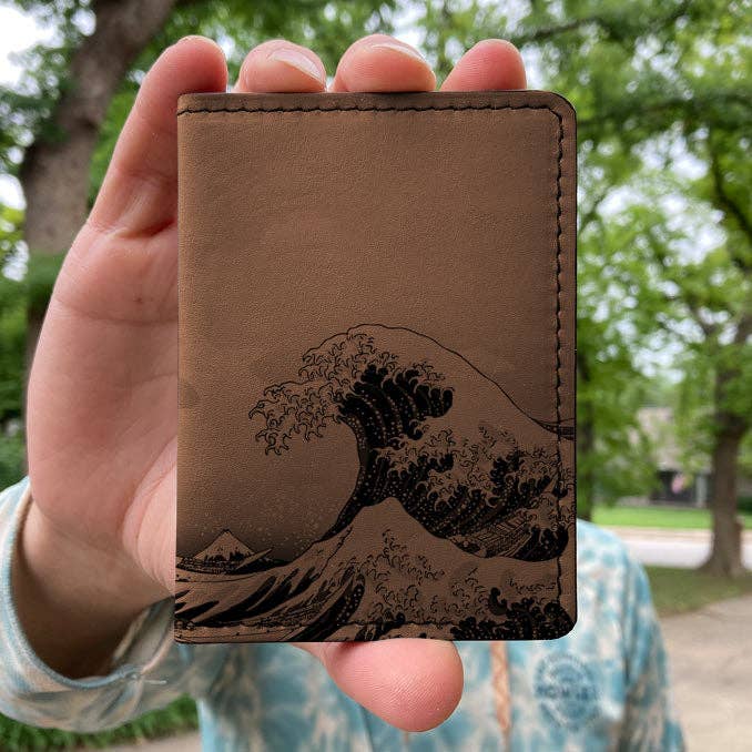 Leather Wallet - Great Wave (Tan)