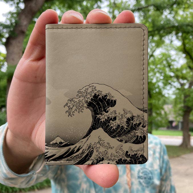 Leather Wallet - Great Wave (Tan)