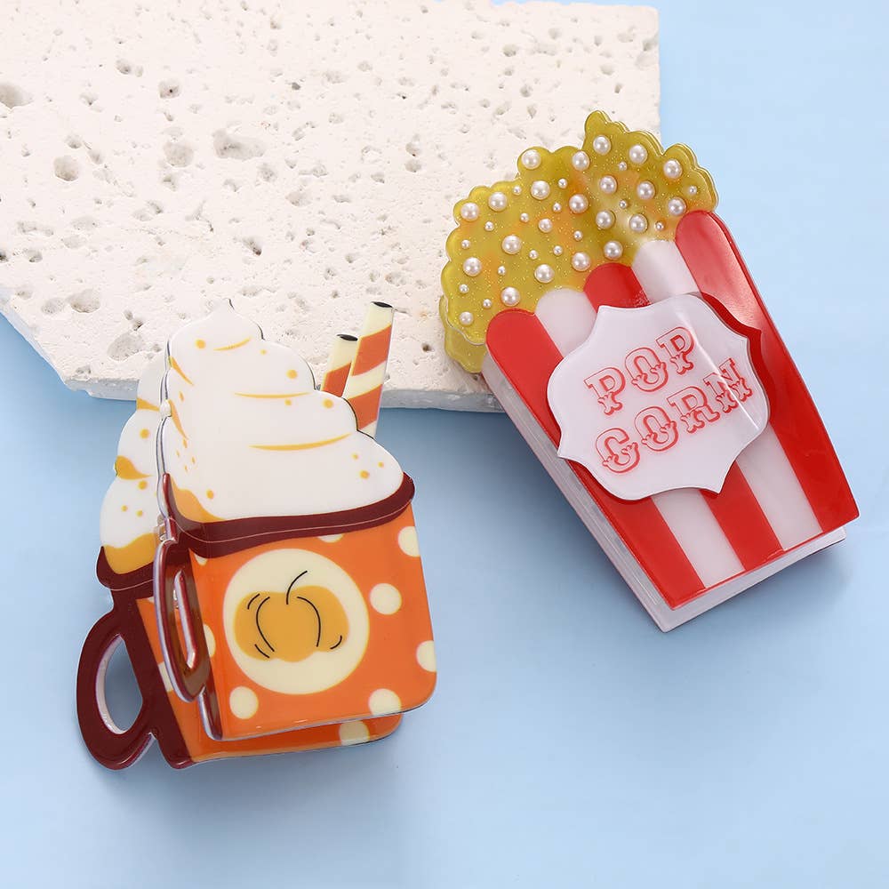 Hair Clip - Cartoon Popcorn