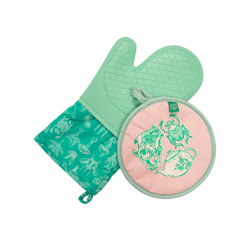 Caduceus Clay Kitchen Line: Oven Mitt & Potholder Set
