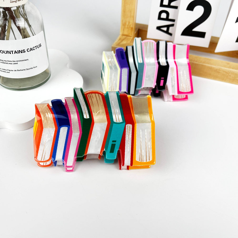 Hair Clip - Books Stacked