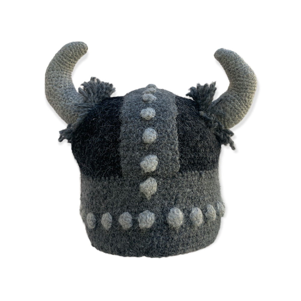 Viking Helmet Knit Hat - Dark Charcoal