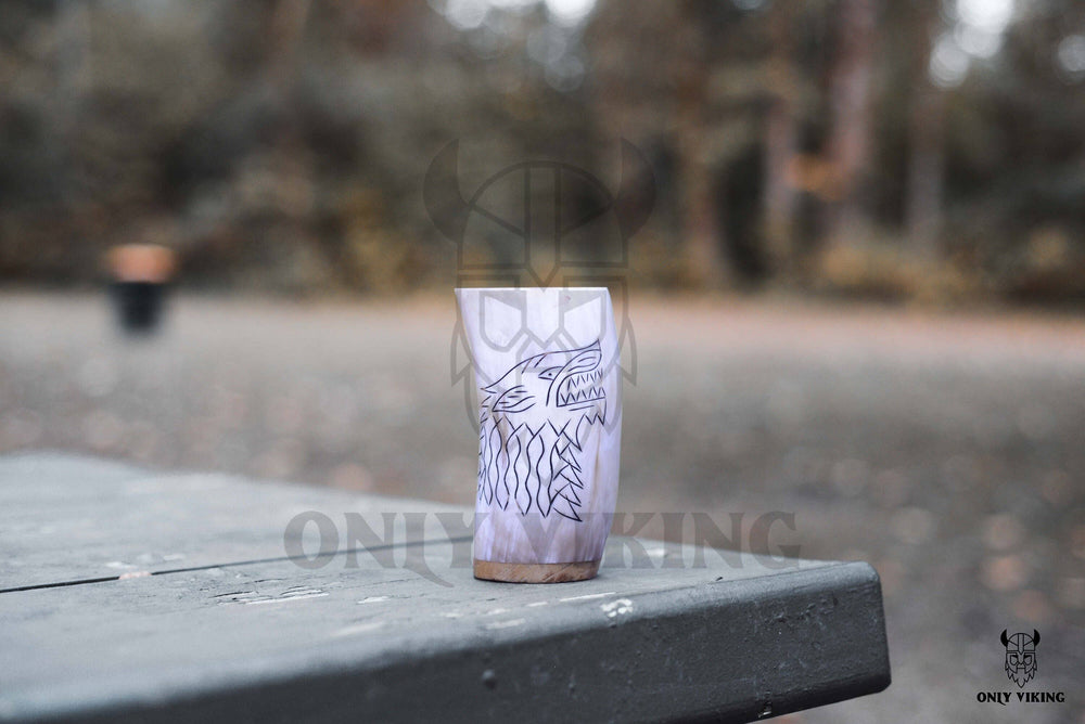 Drinking Horn Beer Stein - Dragon & Compass