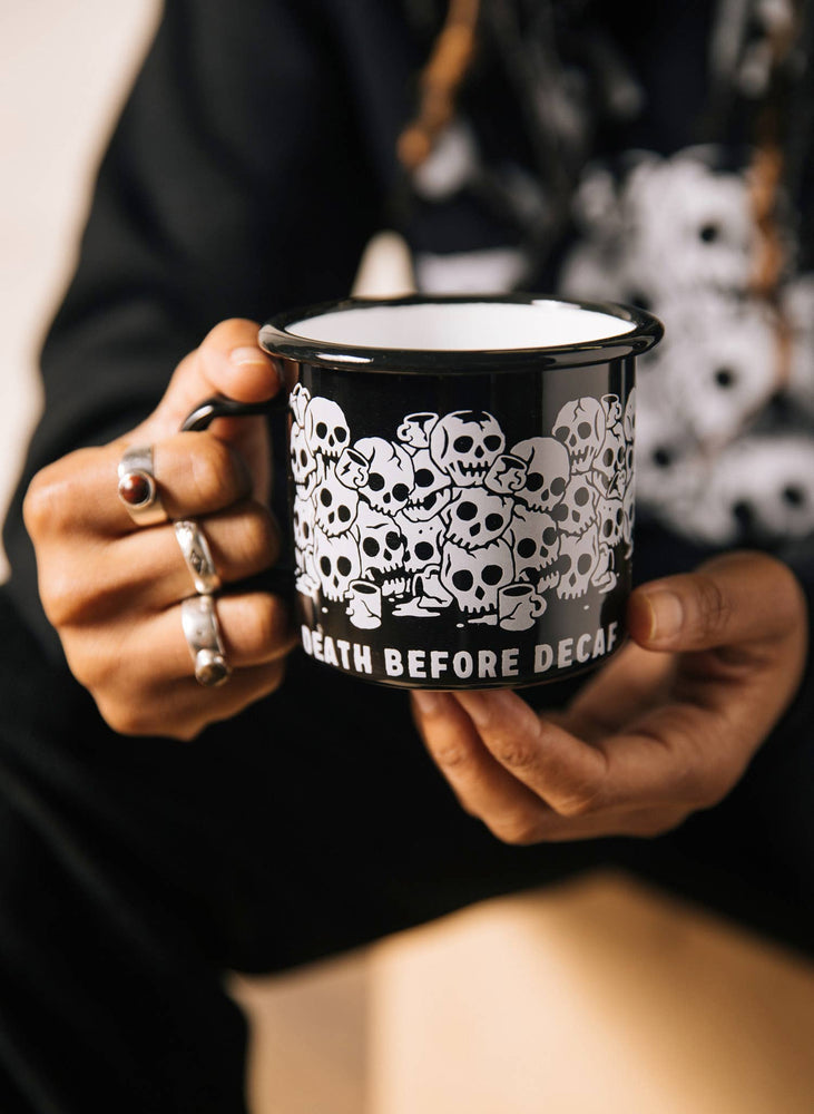 Enamel Mug - Death Before Decaf