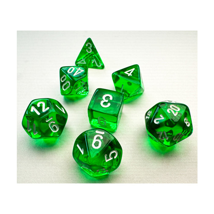 Mini RPG Dice: Translucent Green with White