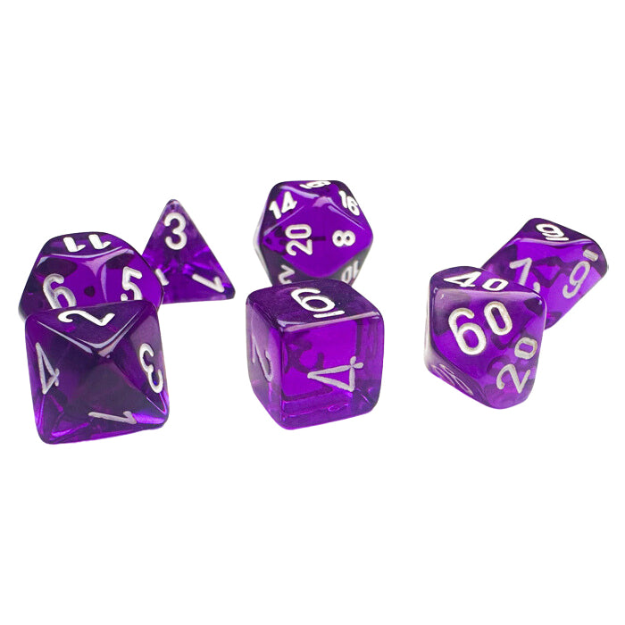 Mini RPG Dice: Translucent Purple with White