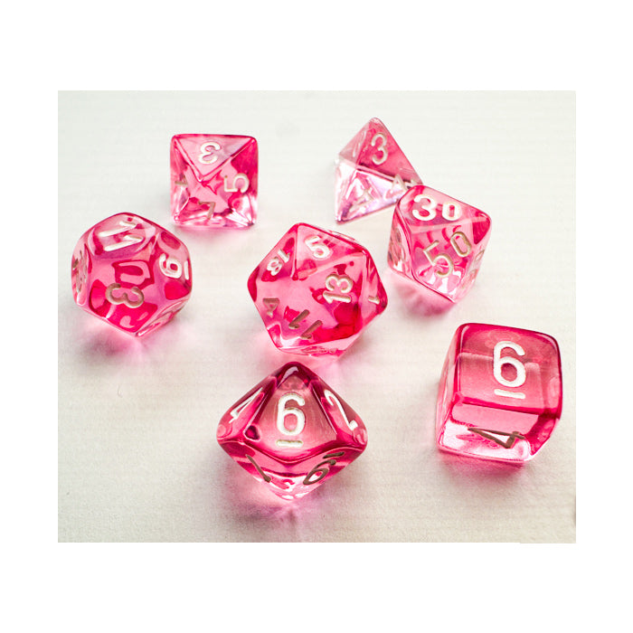 Mini RPG Dice: Translucent Pink with White