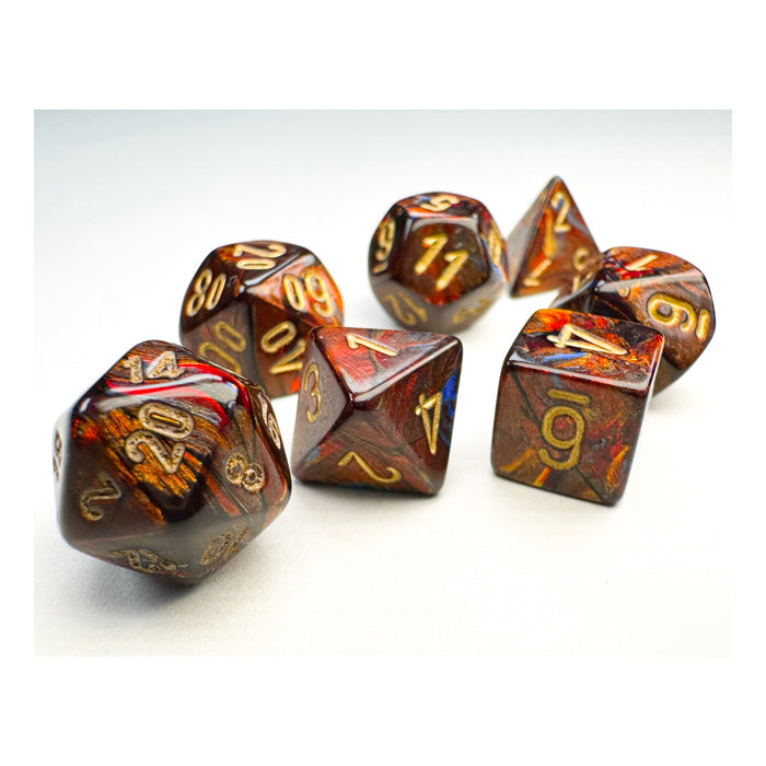 Mini RPG Dice: Blue Blood with Gold