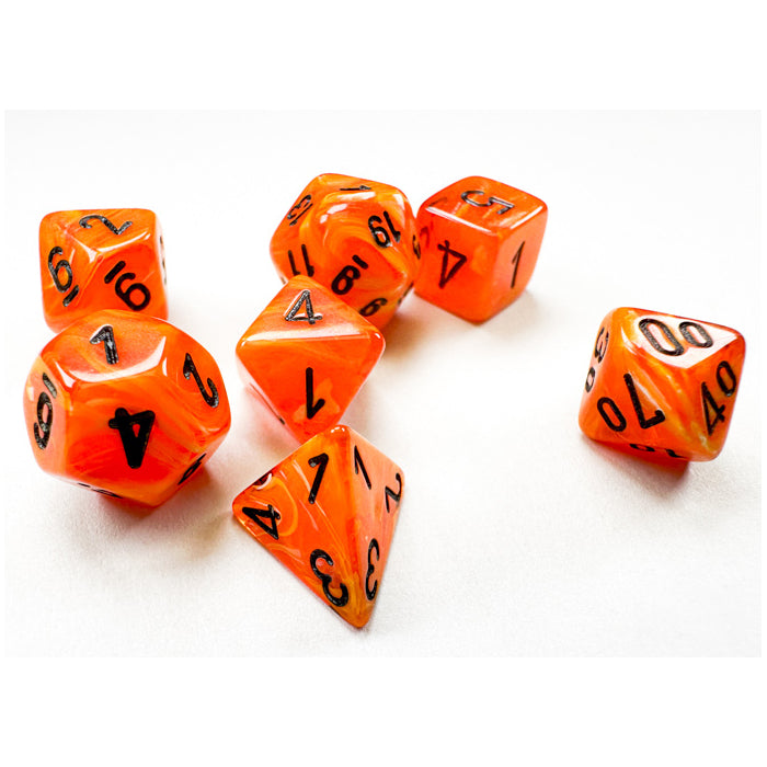 Mini RPG Dice: Vortex Orange with Black