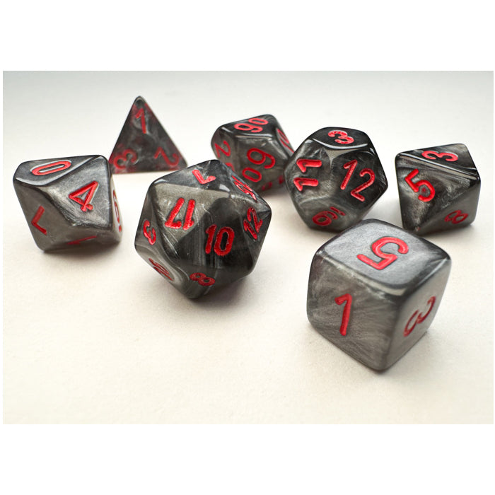 Mini RPG Dice: Velvet Black with Red