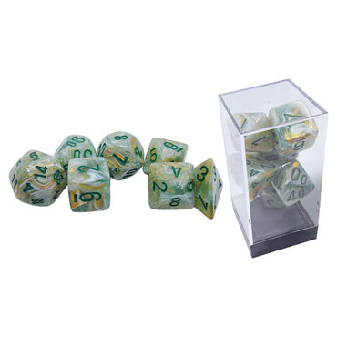 Mega-hedral Dice Set - Marble Green/Dark Green