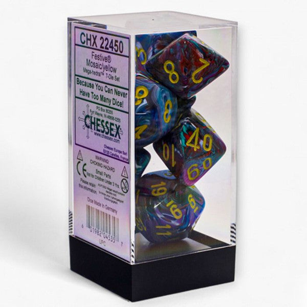 Mega-hedral Dice Set - Festive Mosaic/Yellow