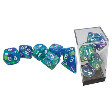 Mega-hedral Dice Set - Festive Waterlily/White