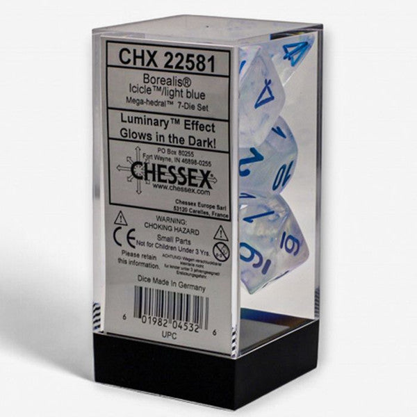 Mega-hedral Dice Set - Borealis Icicle/Light Blue