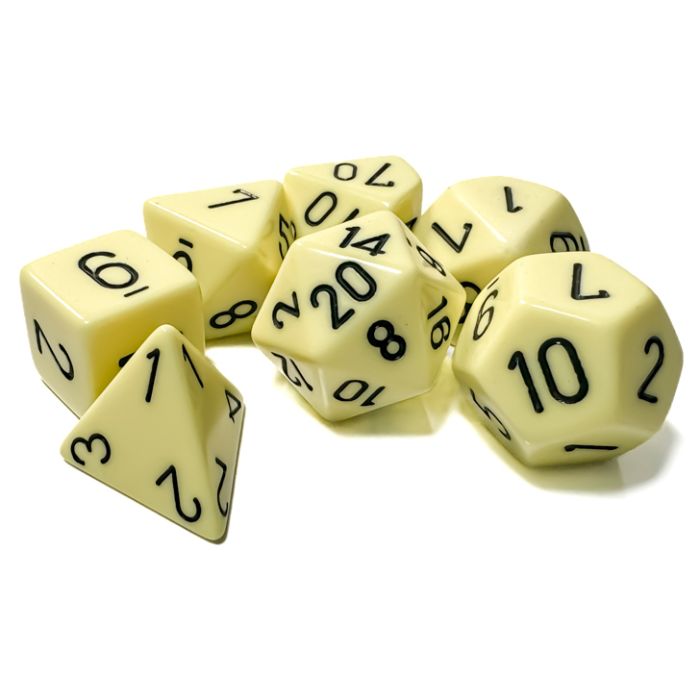 RPG Dice Set: Opaque Pastel Yellow with Black