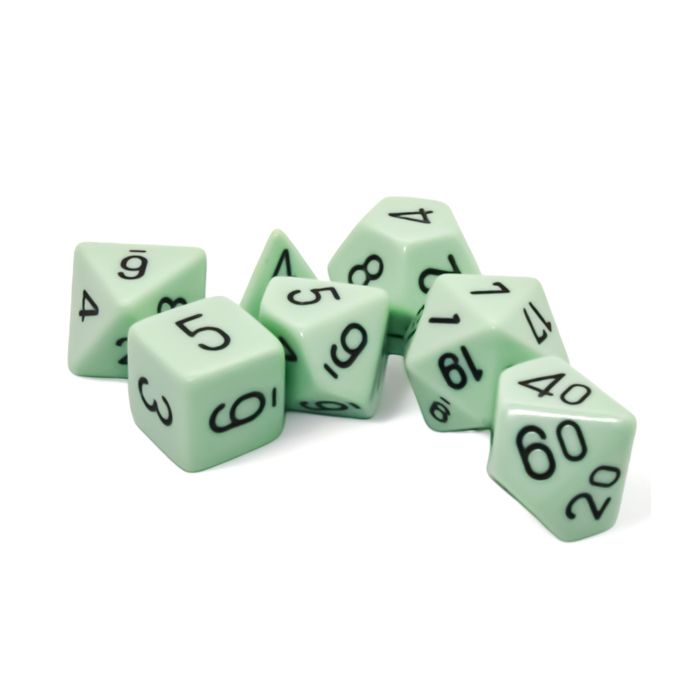 RPG Dice Set: Opaque Pastel Green with Black