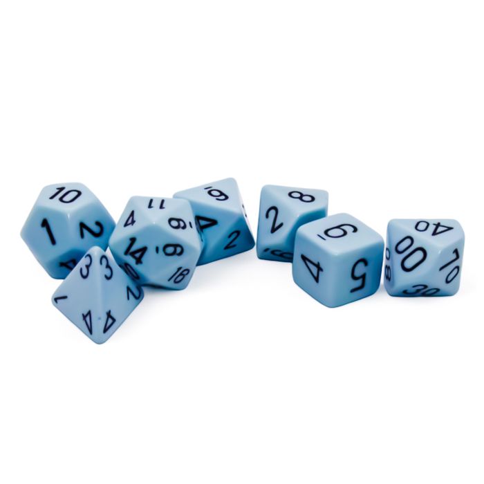 RPG Dice Set: Opaque Pastel Blue with Black