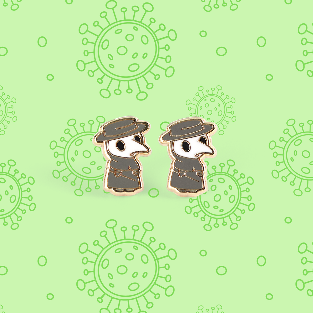 Enamel Earrings - Plague Doctor