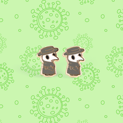 Enamel Earrings - Plague Doctor