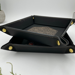 Vegan Leather Dice Tray - Gilded D20