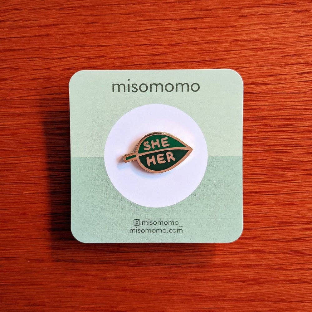Enamel Pin - Pronoun Leaf (She/Her)