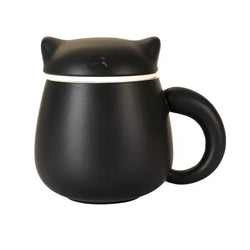 Mug with Infuser and Lid - Black Cat