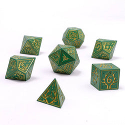 Metal RPG Dice Set - Druid Green & Gold