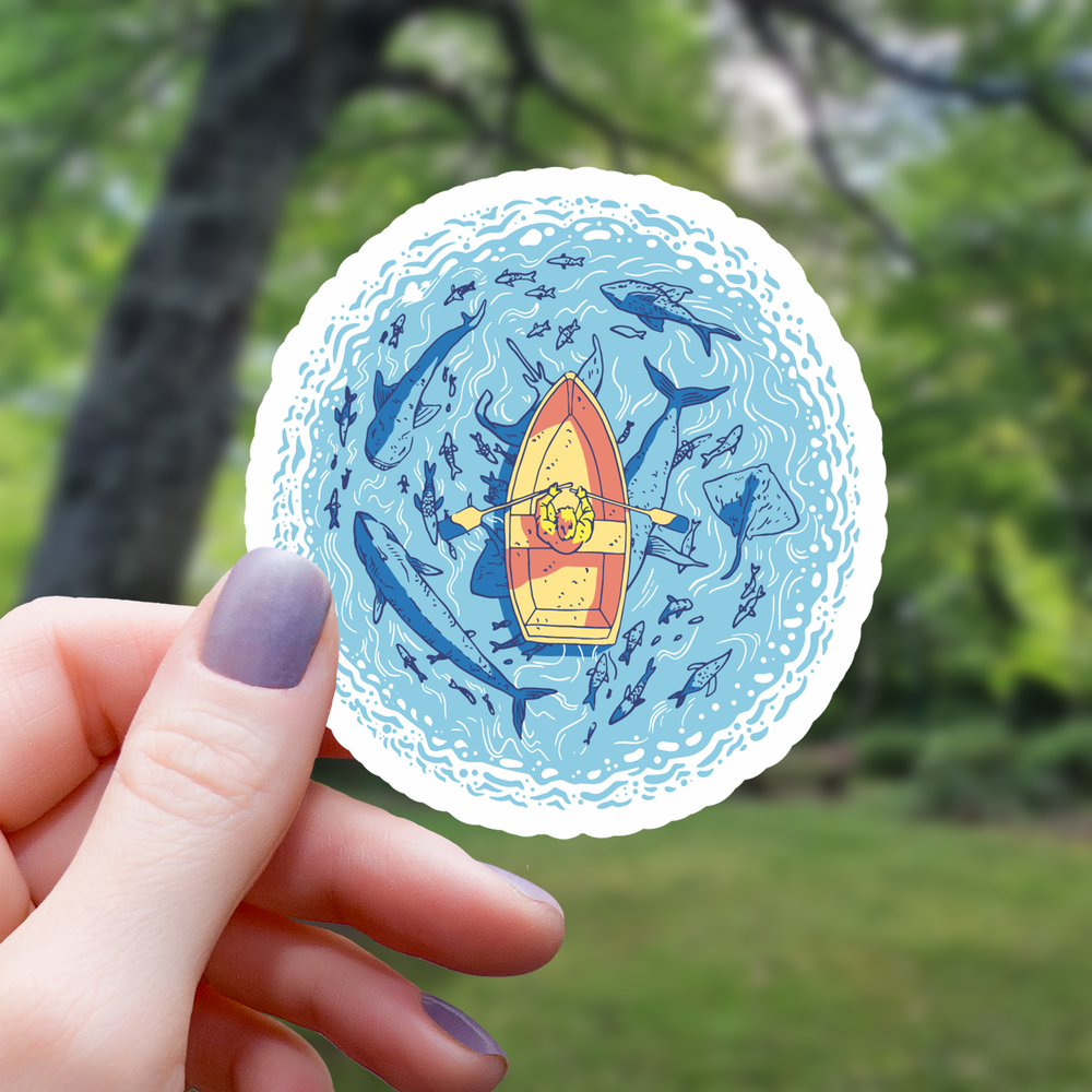 Vinyl Sticker - Shark Infested Waters Boat