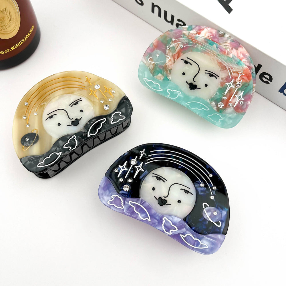 Hair Clip - Moon & Starry Sky