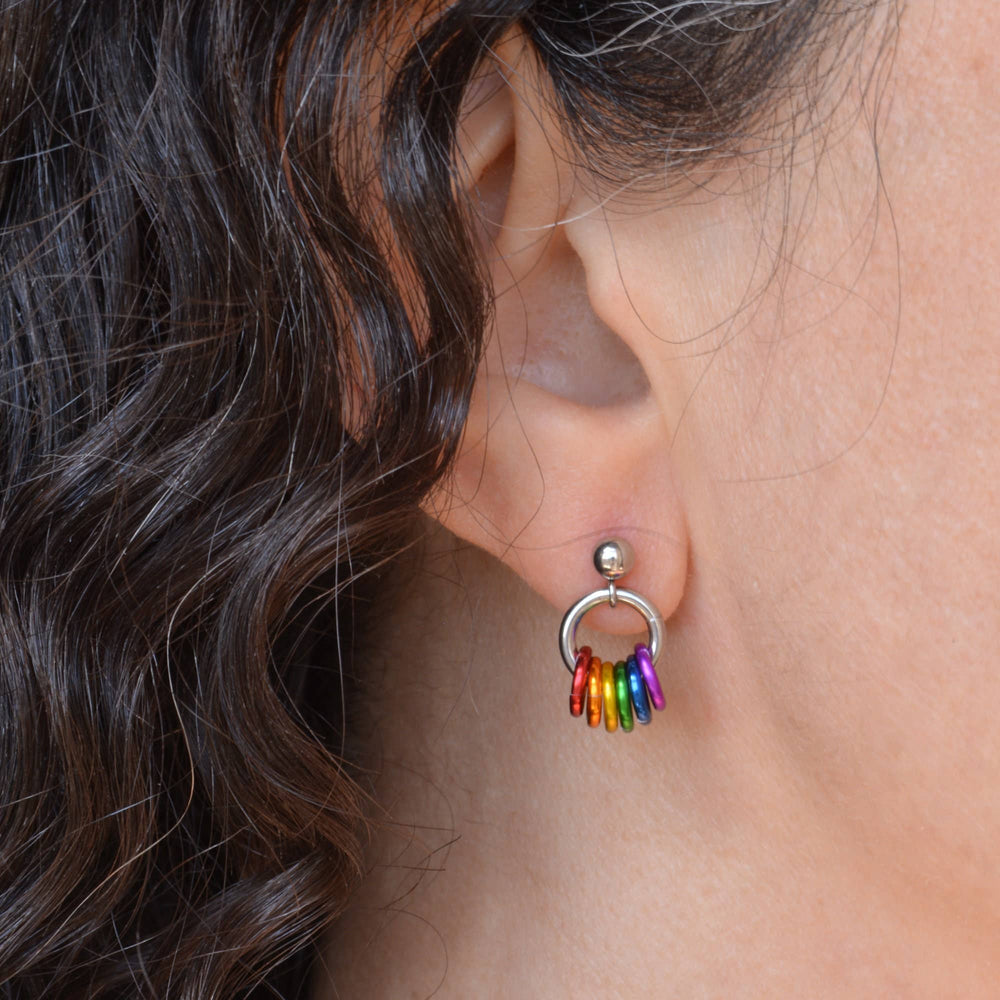 Pridemaille Tiny Hoop Earring - LGBTQ Rainbow